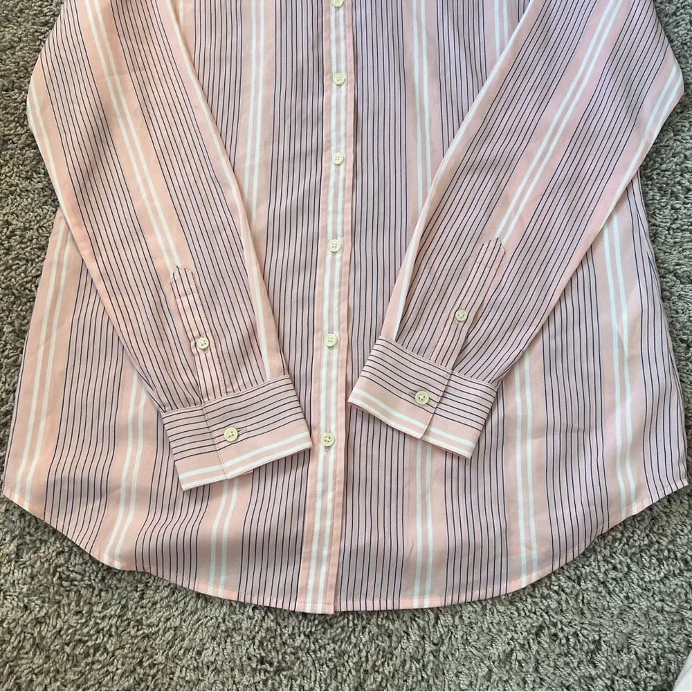{Banana Republic} Pink and Blue Striped Button Down Shirt - Picture 2 of 7